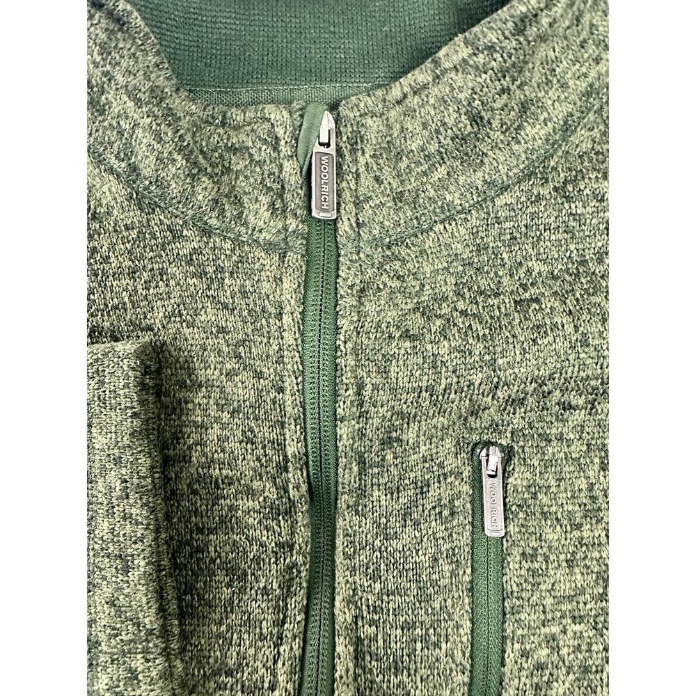 Woolrich Men XXL Quarter Zip Fleece Pullover Sweater Heather Green Outdoor Work - Picture 2 of 7